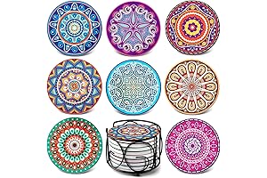 Teivio Mandala Ceramic Coasters: Protect Your Surfaces in Style