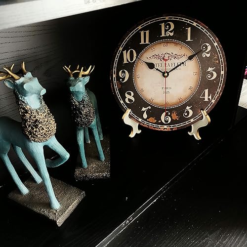 Miniatura 7 de Mrocioa Reloj de pared redondo negro de 14 pulgadas con grandes números árabes, relojes de pared de madera retro para sala de estar, oficina y