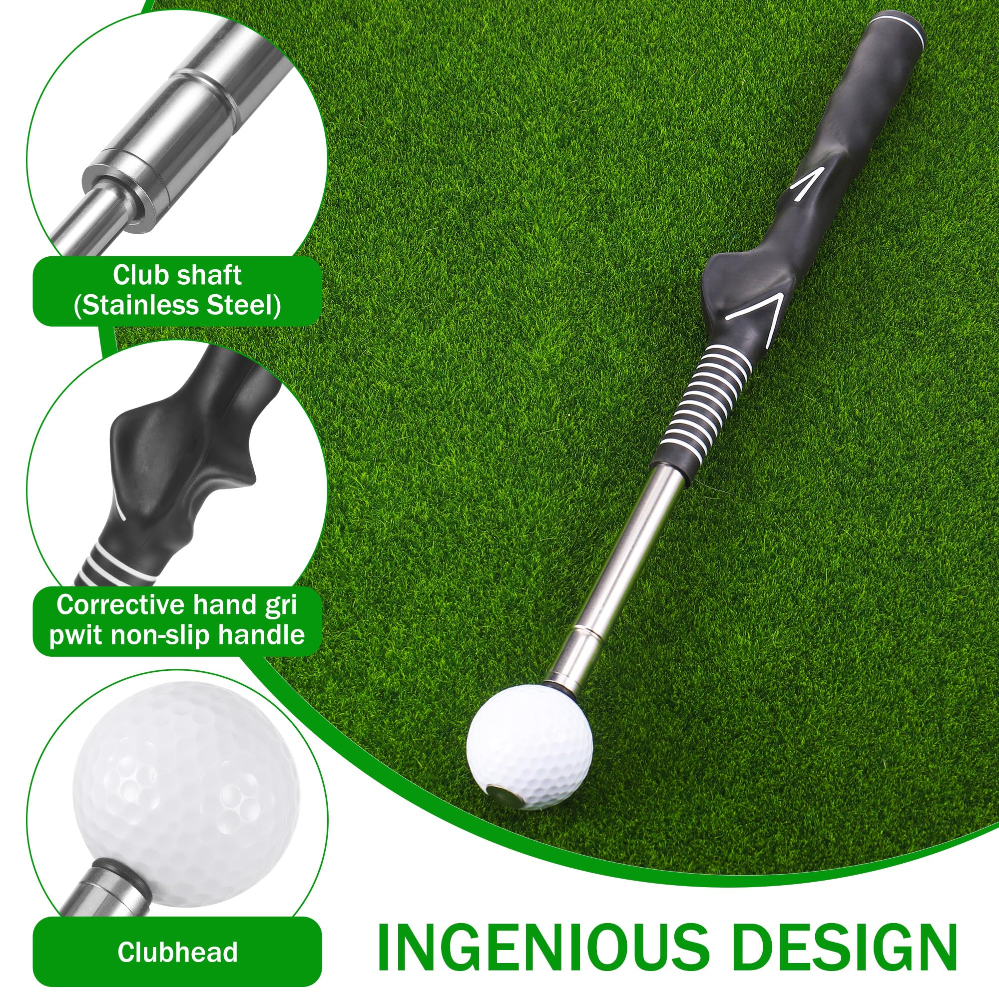 Starvortex Allenatore Telescopico Swing del Golf con Fascia Elasticizzata, Golf Swing Grip, per Allenamento di Battuta di velocità e Forza Principianti, Ideale Come Regalo per Golfisti e Golfiste