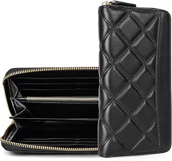 DORIS&JACKY Women Leather Wallet Rfid Blocking Large Capacity Zipper Around Travel Wristlet Bags