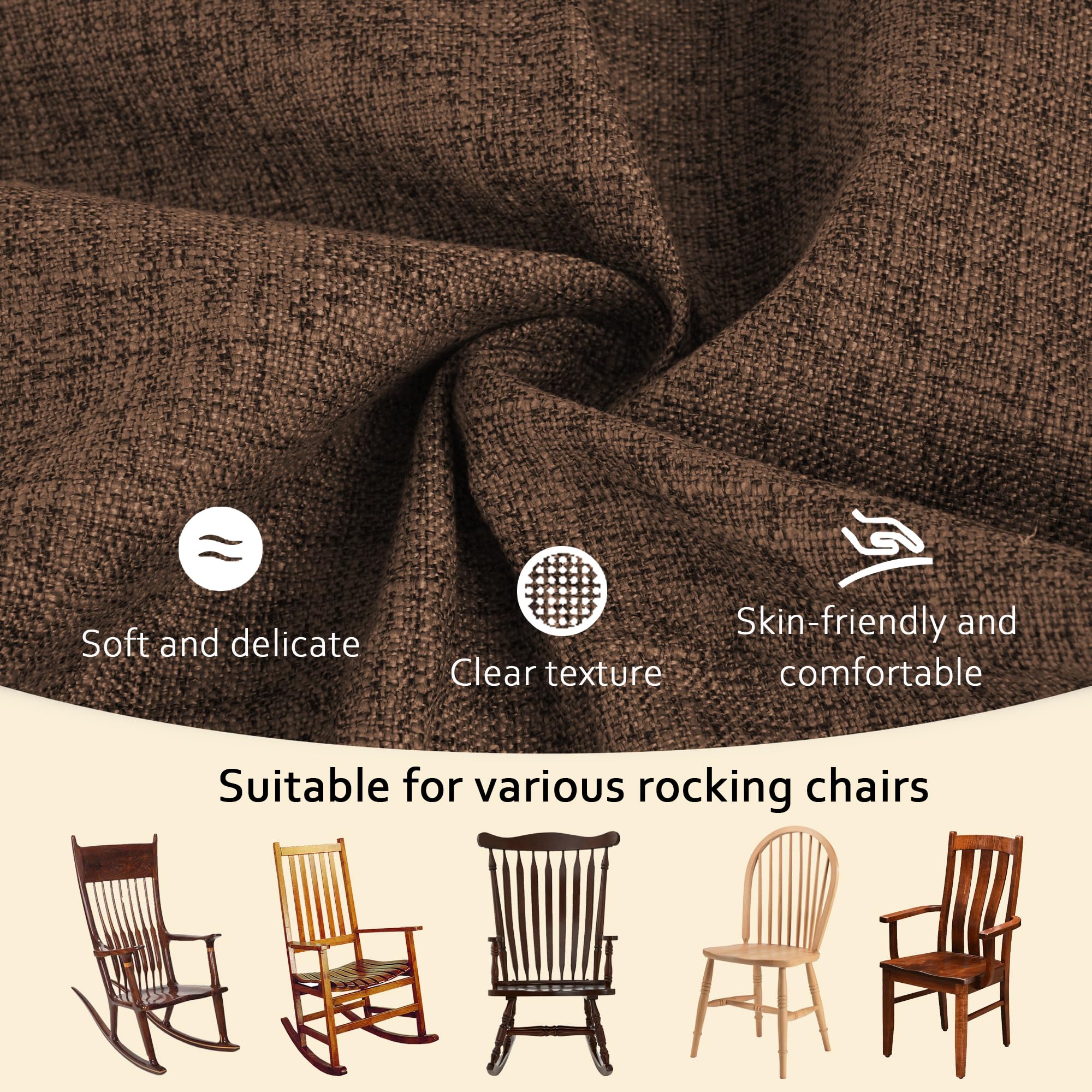 Snapklik.com : ELFJOY Extra Large Rocking Chair Cushion Non-Slip Linen ...