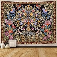 Vista 16 de Lunerfex Árbol de la vida, tapastry con diseño de sol y luna, diseño bohemio con mandala para colgar en la pared para dormitorio y sala de estar