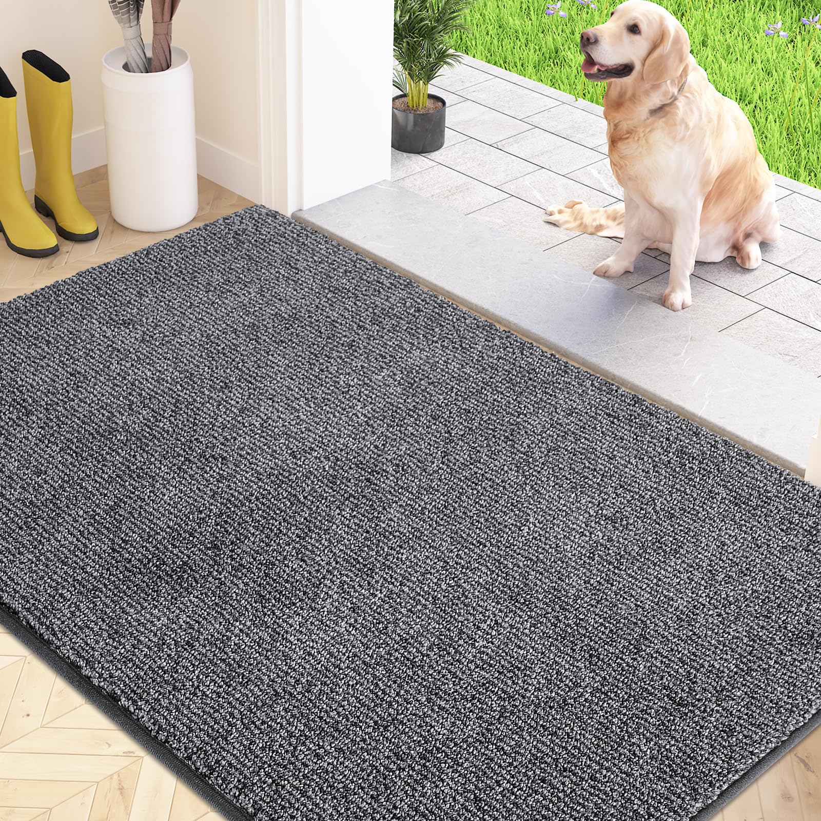 FCSDETAIL Dirt Trapper Indoor Door Mat 80 x 120 cm, Machine Washable Entrance Rug, Dog Doormat, Non-slip Inside Floor Mat for Entryway, Muddy Shoes & Paws