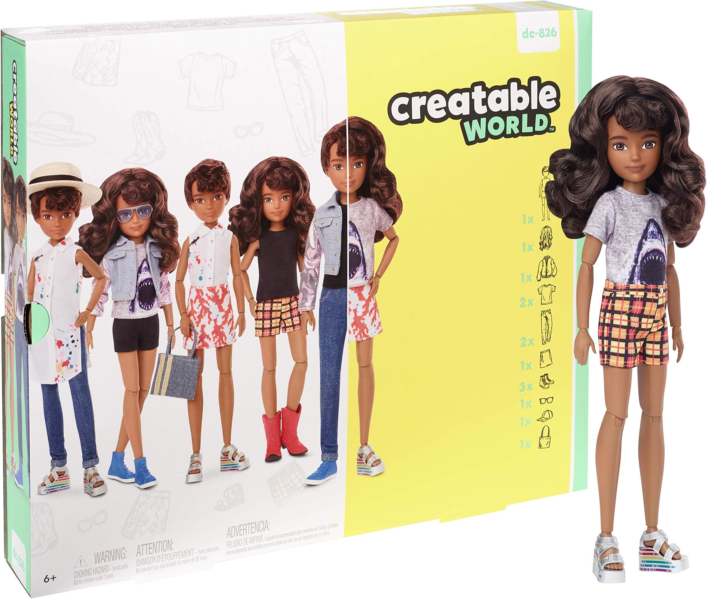 CREATABLE WORLD GGT68 Deluxe Character Kit Customisable Doll, Creative Play for All Kids 6 Years Old and Up, Brunette Wavy Hair