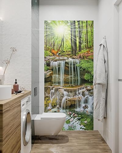 Miniatura 4 de FLFK Adhesivo mural para puerta, paisajes, despegar y pegar, tamaño combinado 32 x 80 pulgadas, dividido en 2 piezas