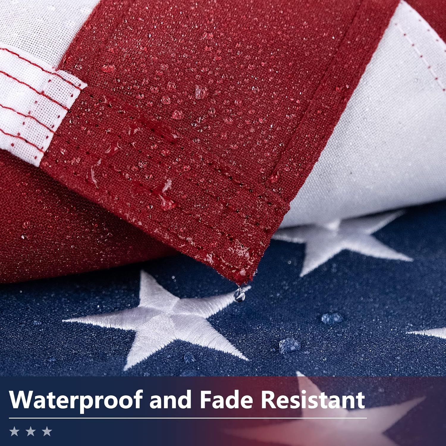 American Flag for Outside 8x12 Ft - TearProof Series Outdoor Use US Flags - Long Lasting, Fade Resistant - Thick Spun Polyester USA Banner - High Wind United States Flag - Embroidered Stars, Sewn Stripes, Brass Grommets - Image 3