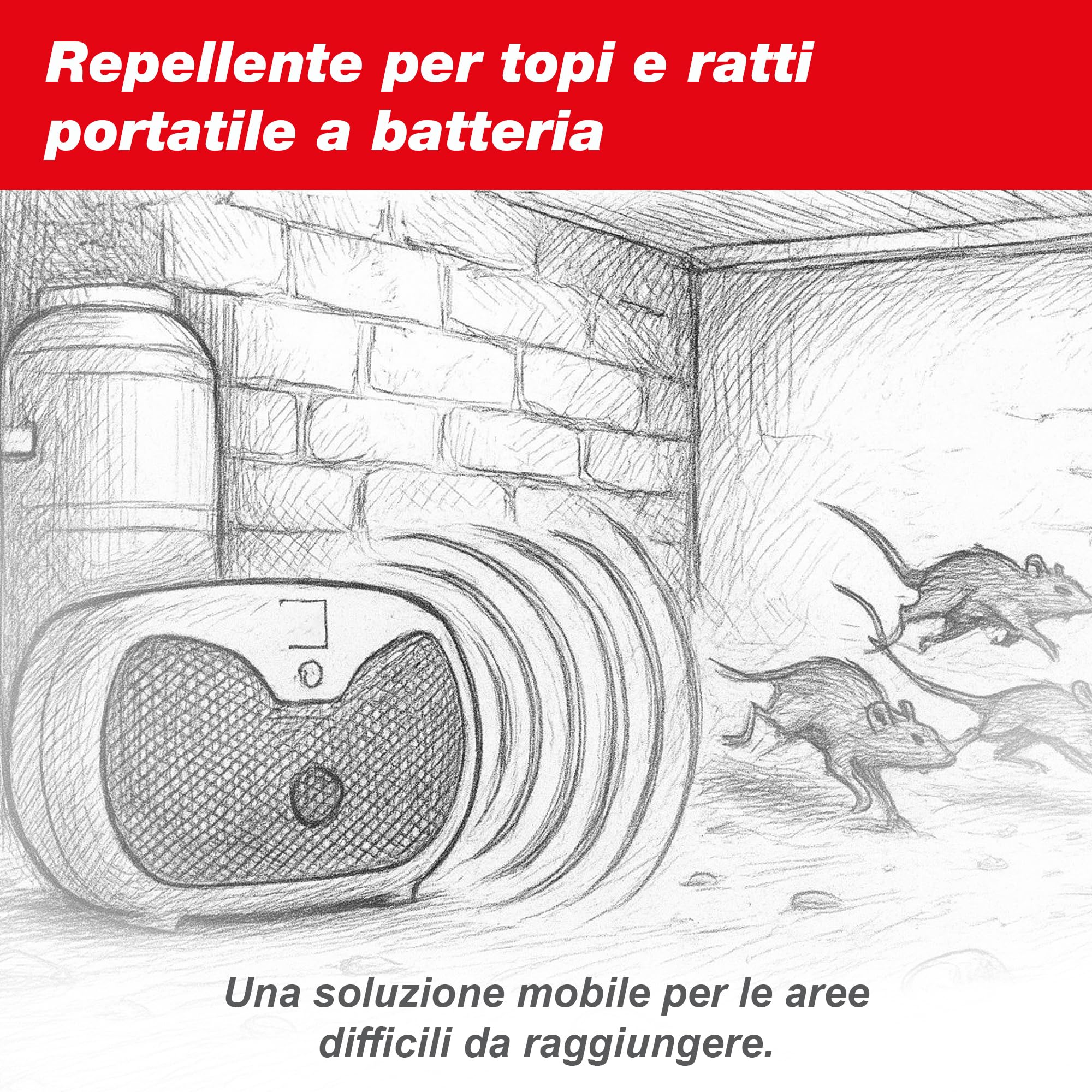SWISSINNO Repellente a Ultrasuoni a Batteria 20 m² - Dispositivo Portatile Anti Topi e Ratti per Interni - Funzionamento Flessibile Senza Presa di Corrente - Ultrasuoni Contro Roditori e Martore