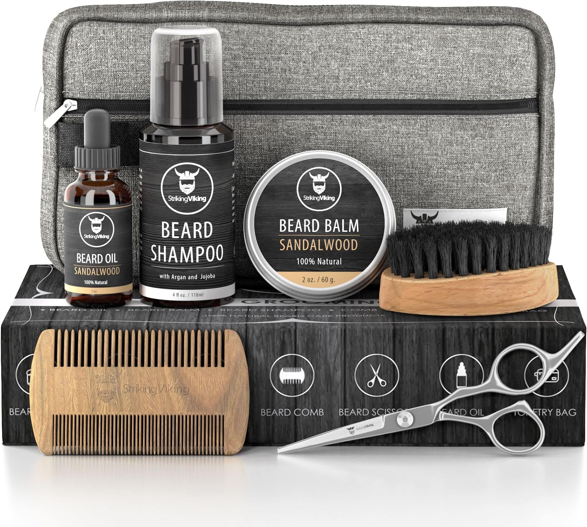 Amazon.com : Naturenics Premium Beard Grooming Kit for Men - 100% ...