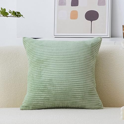 Home Brilliant Funda de almohada de color verde salvia de 20 x 20 pulgadas, funda de almohada cuadrada de felpa de 20 x 20 pulgadas, almohadas de