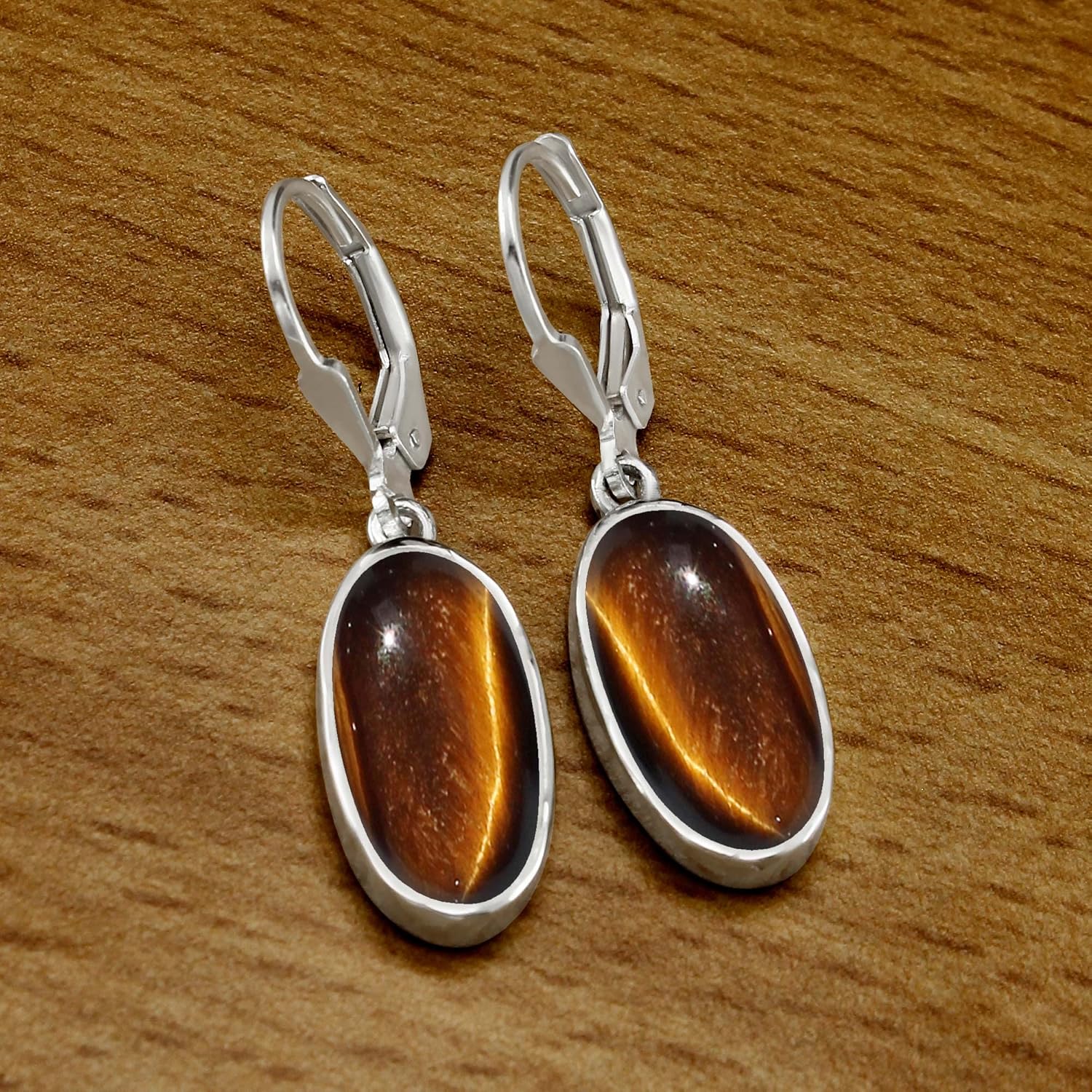 Natural Moonstone/Labradorite/Crystal/Amethyst Oval Gemstone Dangle Earrings - 925 Sterling Silver Plated Birthstone Earrings for Women - Handmade Leverback Jewelry Gifts for Her