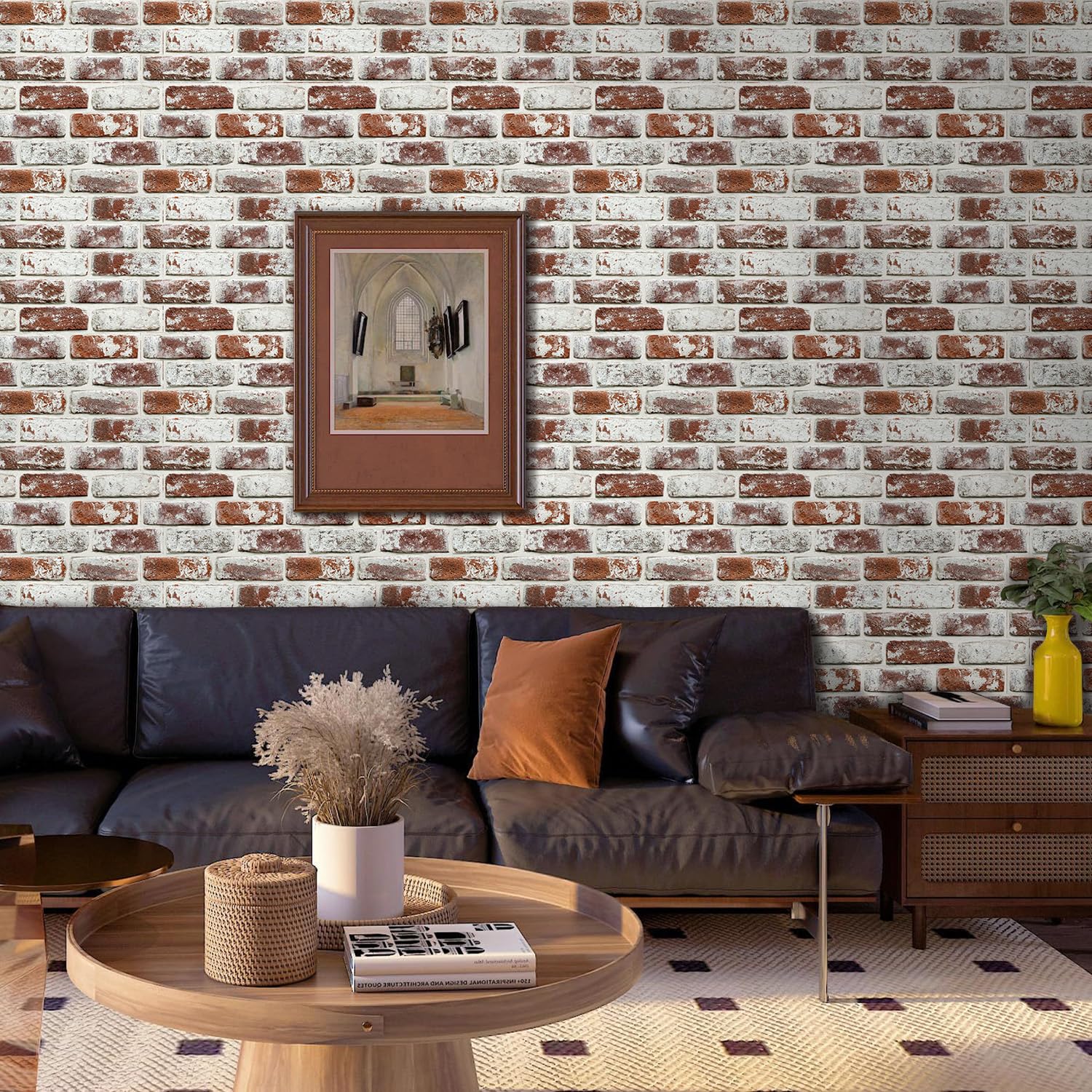 Paneles de Pared 3D Papel 3D Ladrillo Efecto Piedra Pared Autoadhesivo PVC Panel Decorativo Revestimiento Pegatinas 3D para Paredes Decoración de Interiores