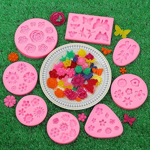 Miniatura 4 de Molde de silicona para pastel de fondant de flores y mariposas, para decoración de pasteles, dulce de chocolate, arcilla polimérica, jabón,