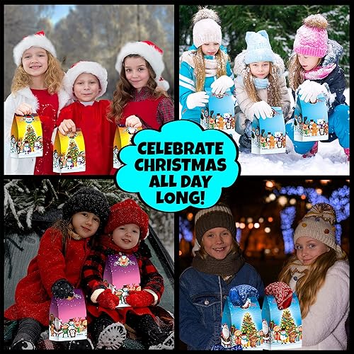 Miniatura 7 de ArtCreativity Bolsas de regalo de Navidad, juego de 24 bolsas de papel y 24 calcomanías, bolsas de dulces de Navidad de 10 pulgadas con calcomanías