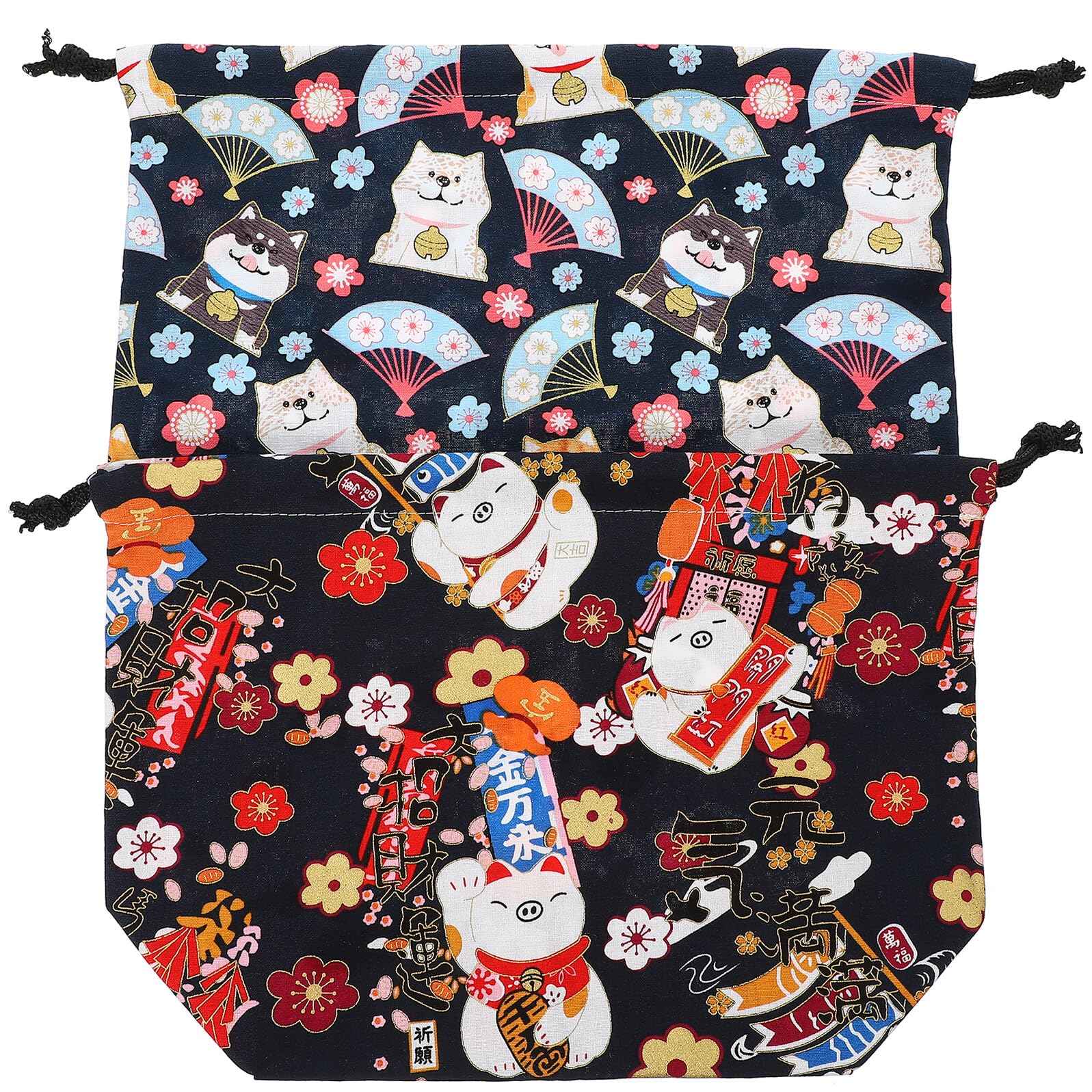 Abaodam Set 2 Pochette Termica per Solari in Cotone Riutilizzabile Coulisse, Borsa Pranzo Donna per Ufficio e Uso Outdoor, Sacchetto Pranzo Bento Box Comodo e Resistente