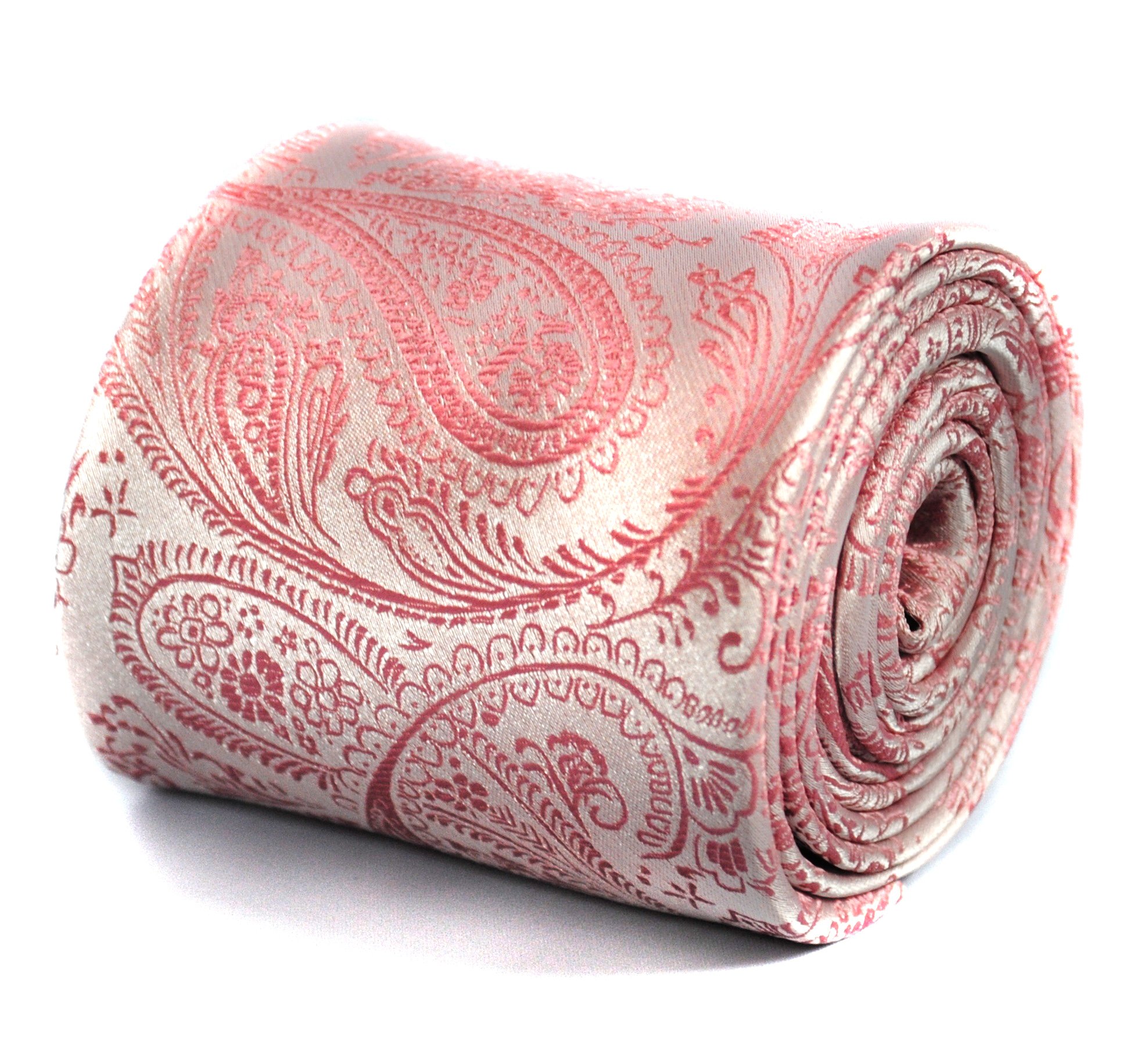 Frederick Thomas Men's Pink Paisley Pattern Tie - Classic 8Cm Width, Luxury Fabric Necktie Ideal For Office Wear, Weddings And Formal Events