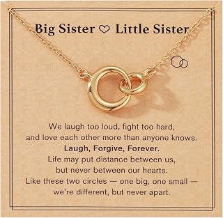 Linked Circles Necklace Meaningful Valentine’s Day Gift for Sister Mother Daughter Grandma Granddaughter for Birthday Graduation Christmas Everyday