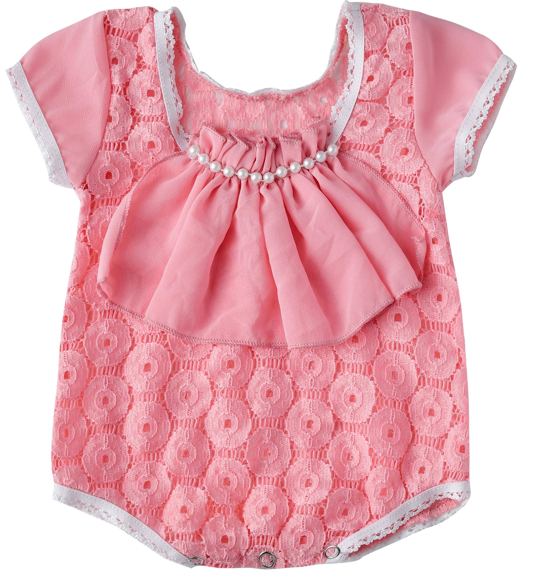 Baby Girl Pearl Ruffle Lace Romper Onesie Solid Clothes Outfits Jumpsuit Bodysuit Newborn Infant