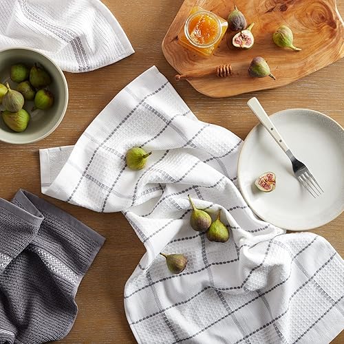 Miniatura 2 de MARTHA STEWART Modern Waffle - Juego de 6 toallas de cocina, color gris, 16 x 28 pulgadas