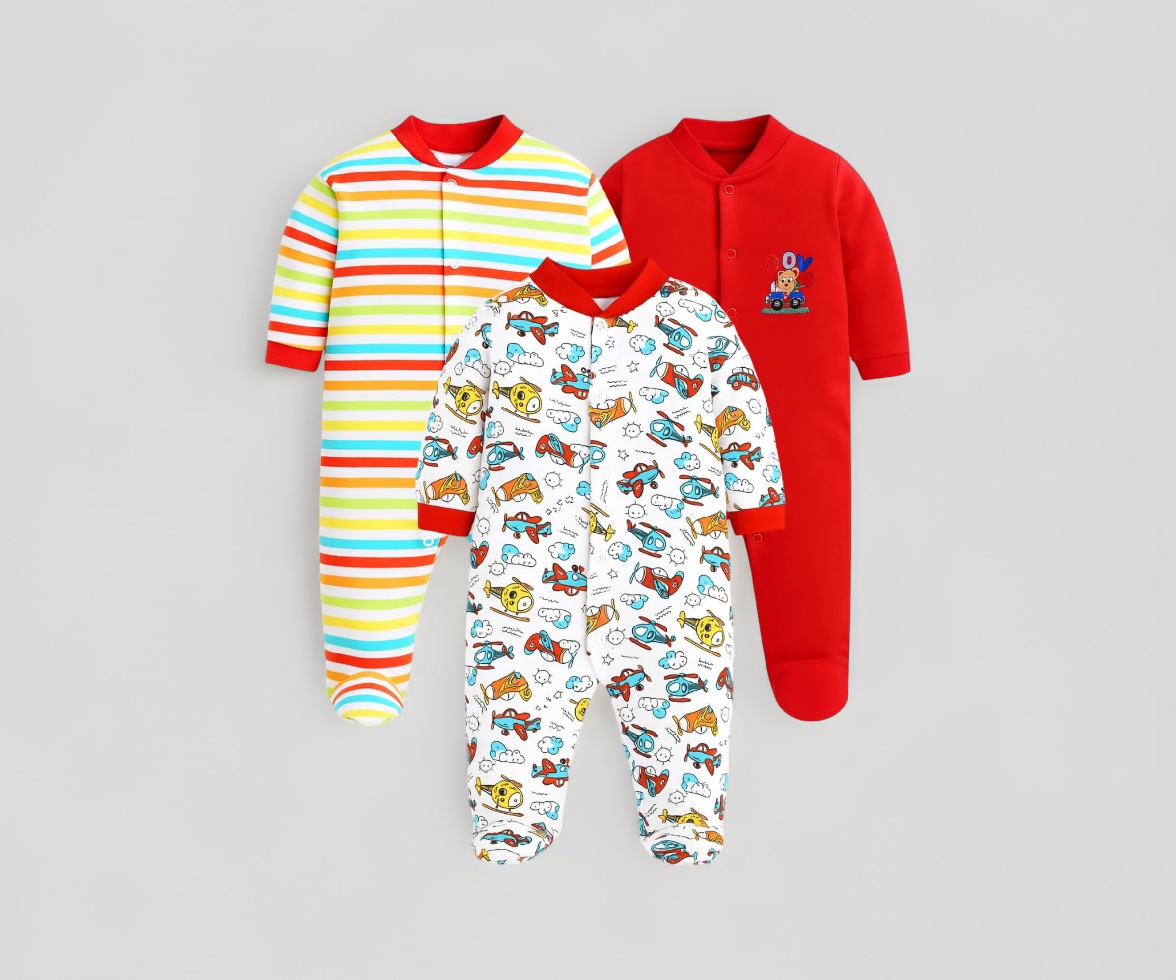 100% Cotton Rompers Sleepsuits Jumpsuit Night Suits for Infants Newborn Baby Boys & Girls