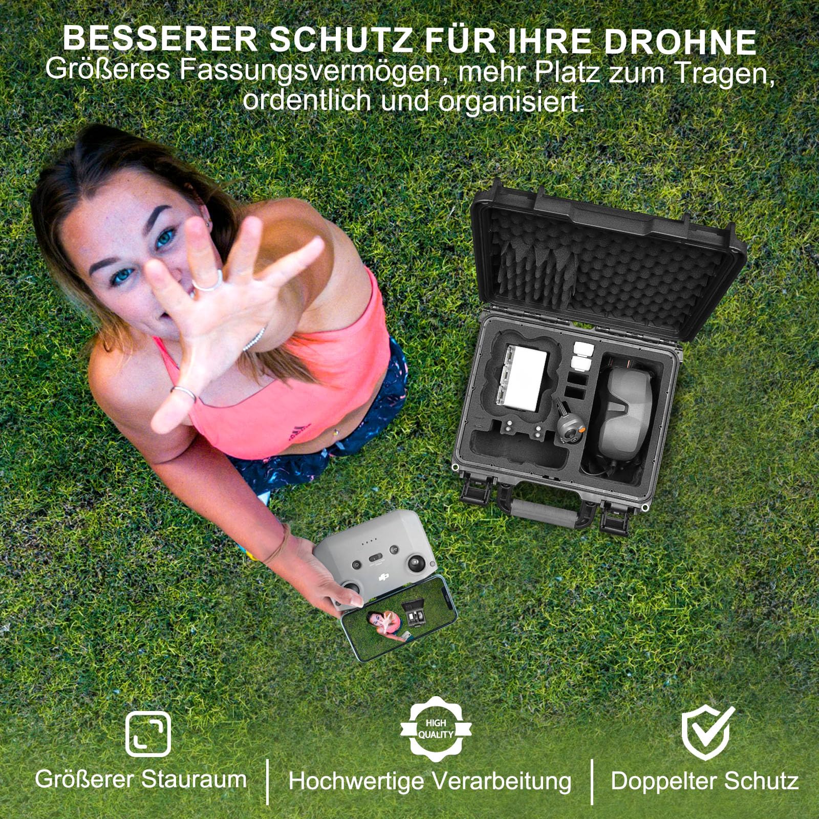LEKUFEE wasserdichte Koffer für DJI Neo 1 Motion Fly More Combo,DJI Goggles N3/3/2/Goggles Integra,RC 2/N3/N2, RC Motion 3/2 und Zubehör (Nur Koffer)