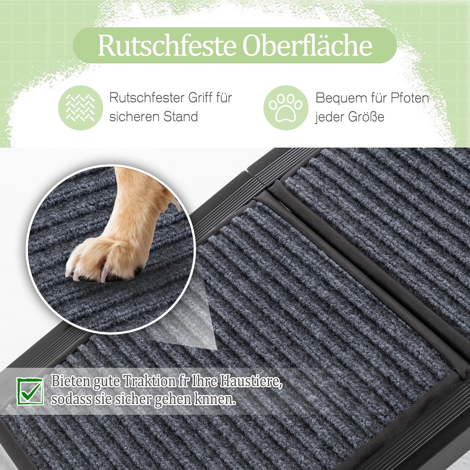 Thanaddo Hunderampe Auto Klappbar, Extra Lange Hunderampe mit Rutschfester Teppich für Große Hunde bis 110 KG, Innenbereich verfügbar, Hundetreppe Outdoor für Autos SUV, LKW