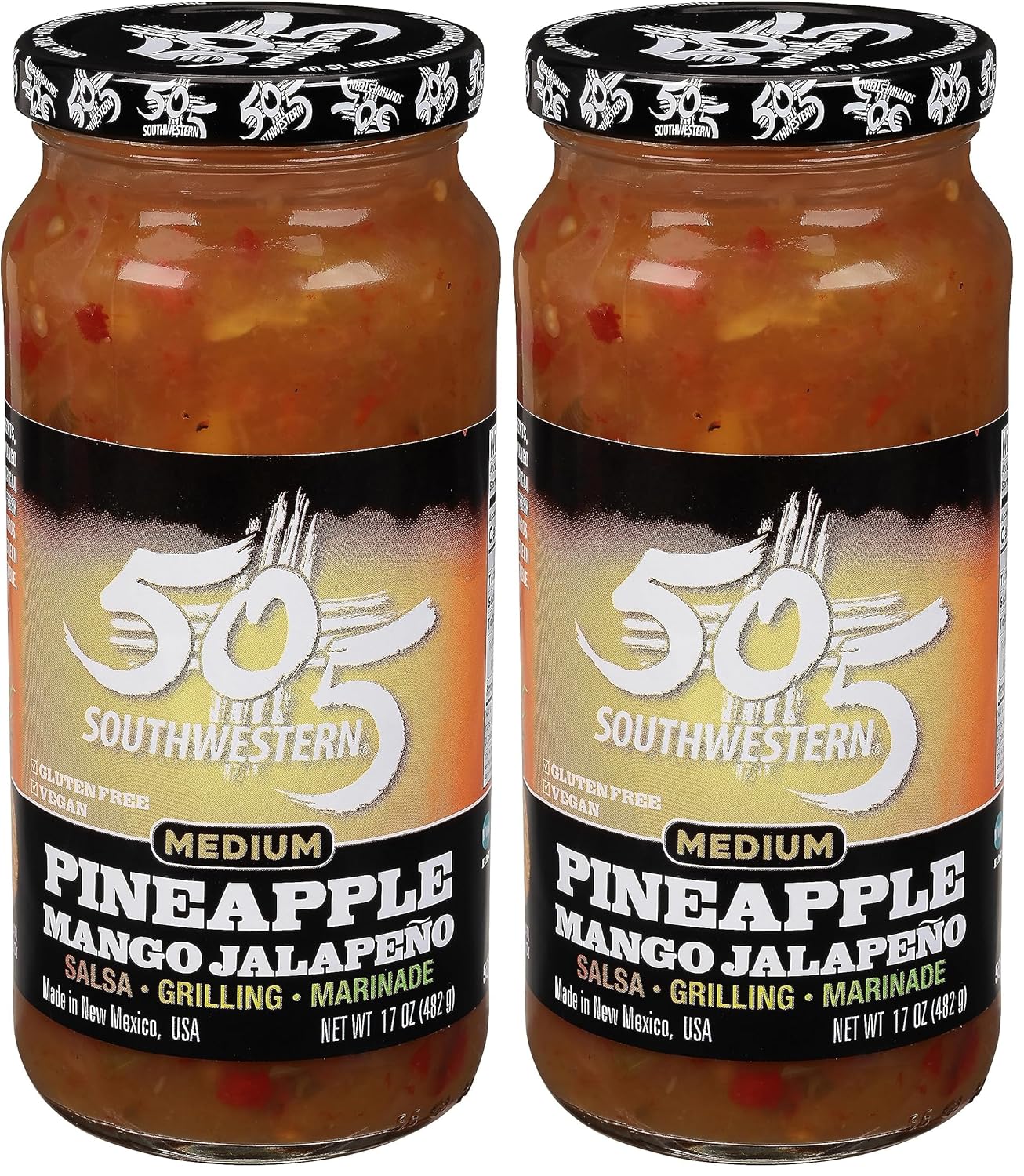 Hatch Valley 505 Pineapple Mango Jalapeno Salsa(16oz)(1 Jar) (Pack of 2)