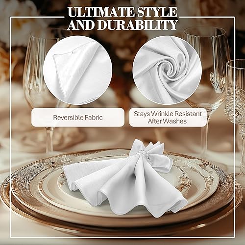 Miniatura 233 de Ultimate Textile -1 docena - Reversible Shantung Satin - Majestic - Servilletas de tela Majestic de 17 x 17 pulgadas color azul pizarra