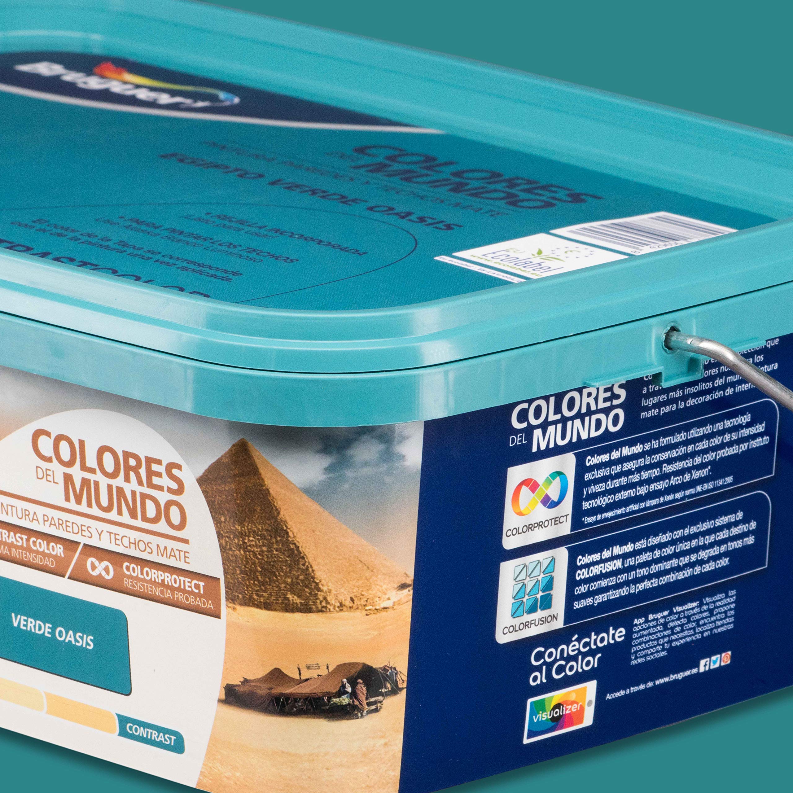 Bruguer Colores del Mundo Pintura para paredes monocapa Egipto Verde Oasis 2,5 L