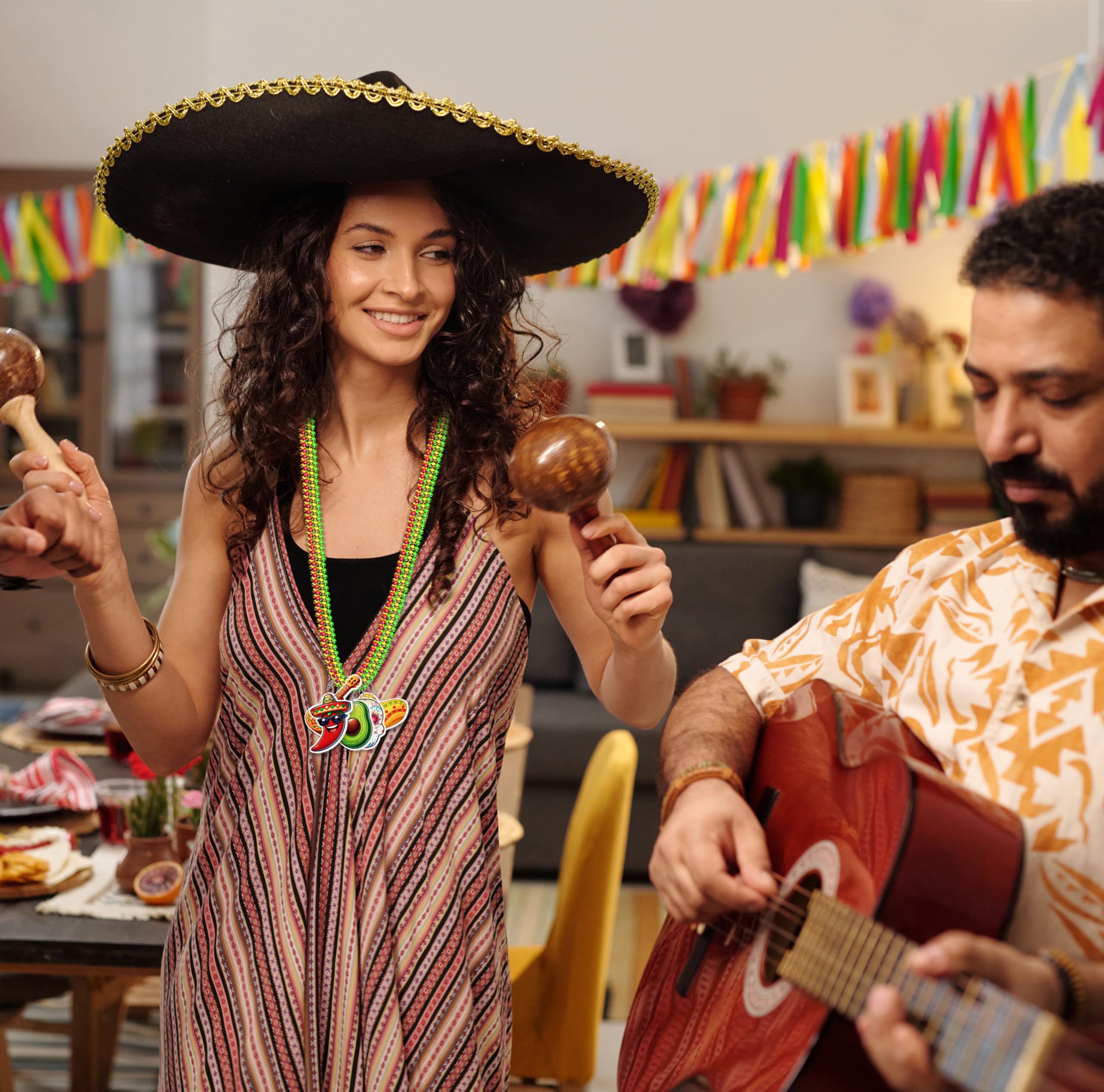 jollylife 36PCS Cinco de Mayo Fiesta Necklaces Beads Mexican Party Favors Birthday Decorations Supplies Bulk