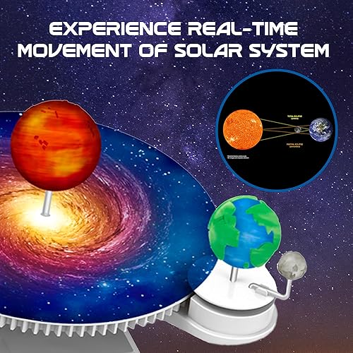 Miniatura 5 de Solar Eclipse - Juego de pintura DIY con gafas adicionales, sistema solar para niños, modelo giratorio a pilas, sol, luna, órbita terrestre
