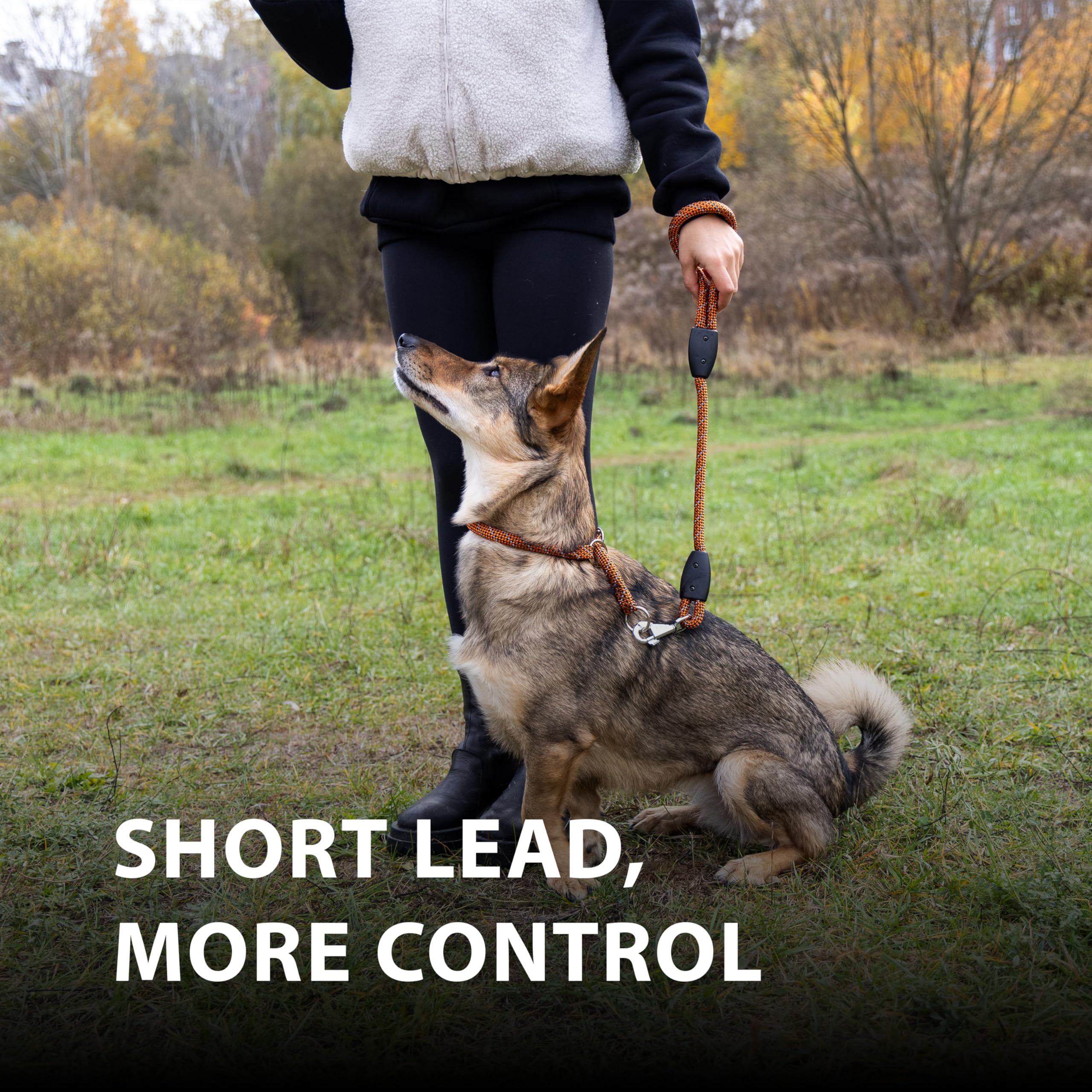 Ferplast SPORT REFLEX Dog Lead, Reflective Lead, in Nylon Cord with Metal Snap Hook, Handle for Safe Control Length 60 cm, Orange - Image 3