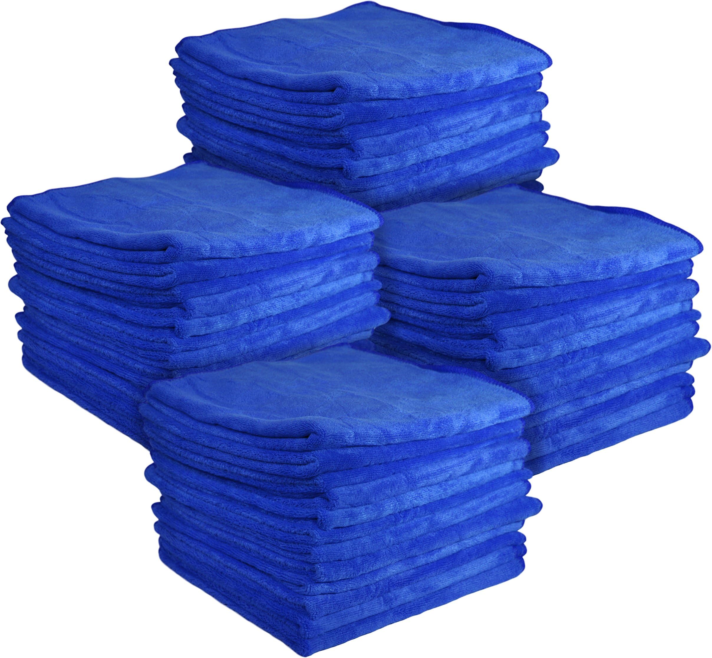 Detailer 365 UItraplush Premium Microfiber Towel - 16" Square, 400GSM (48 Pack, Blue)