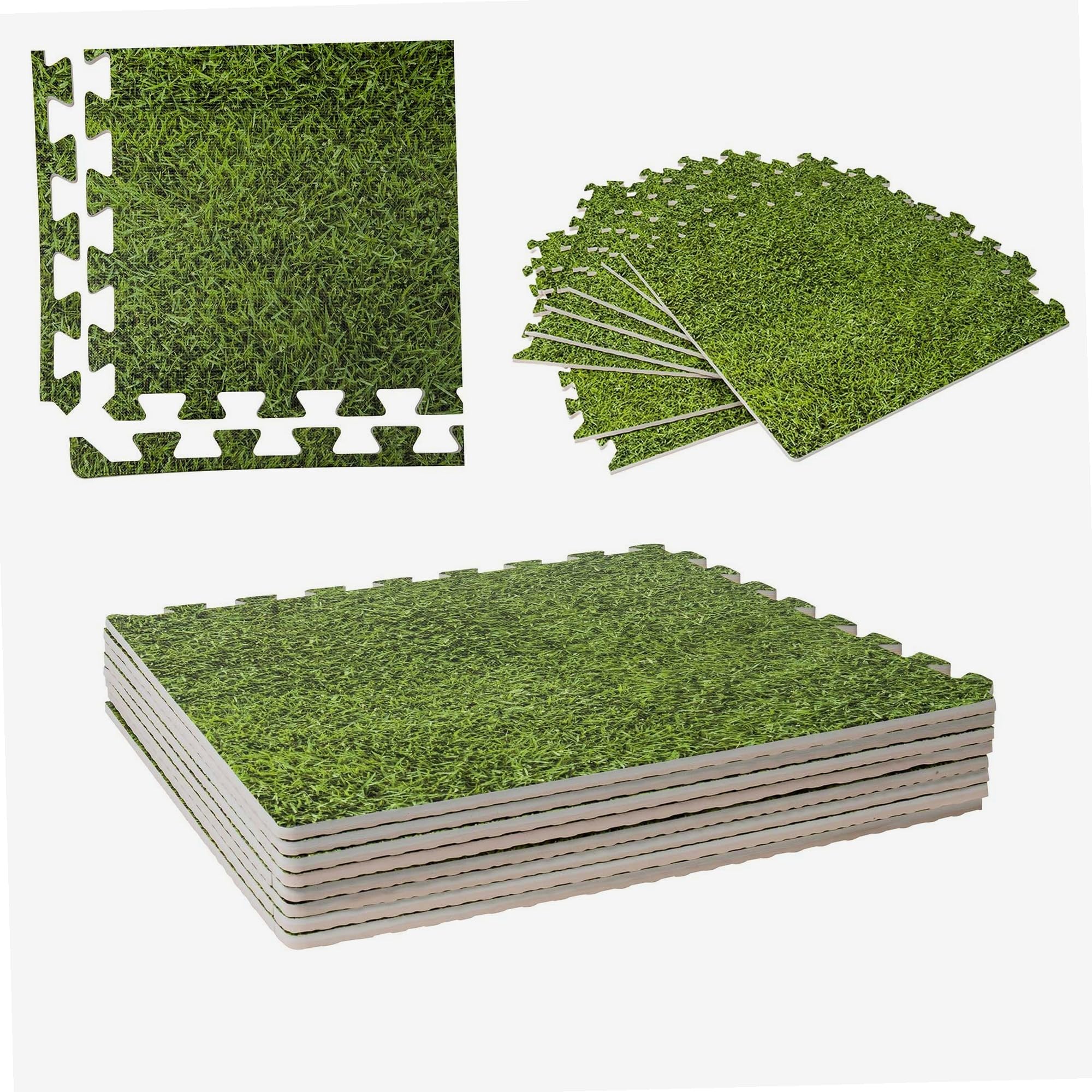 WERKA PRO Dalle pour Piscine imprimé Gazon 50x50cm 1cm épaisseur 8 pièces