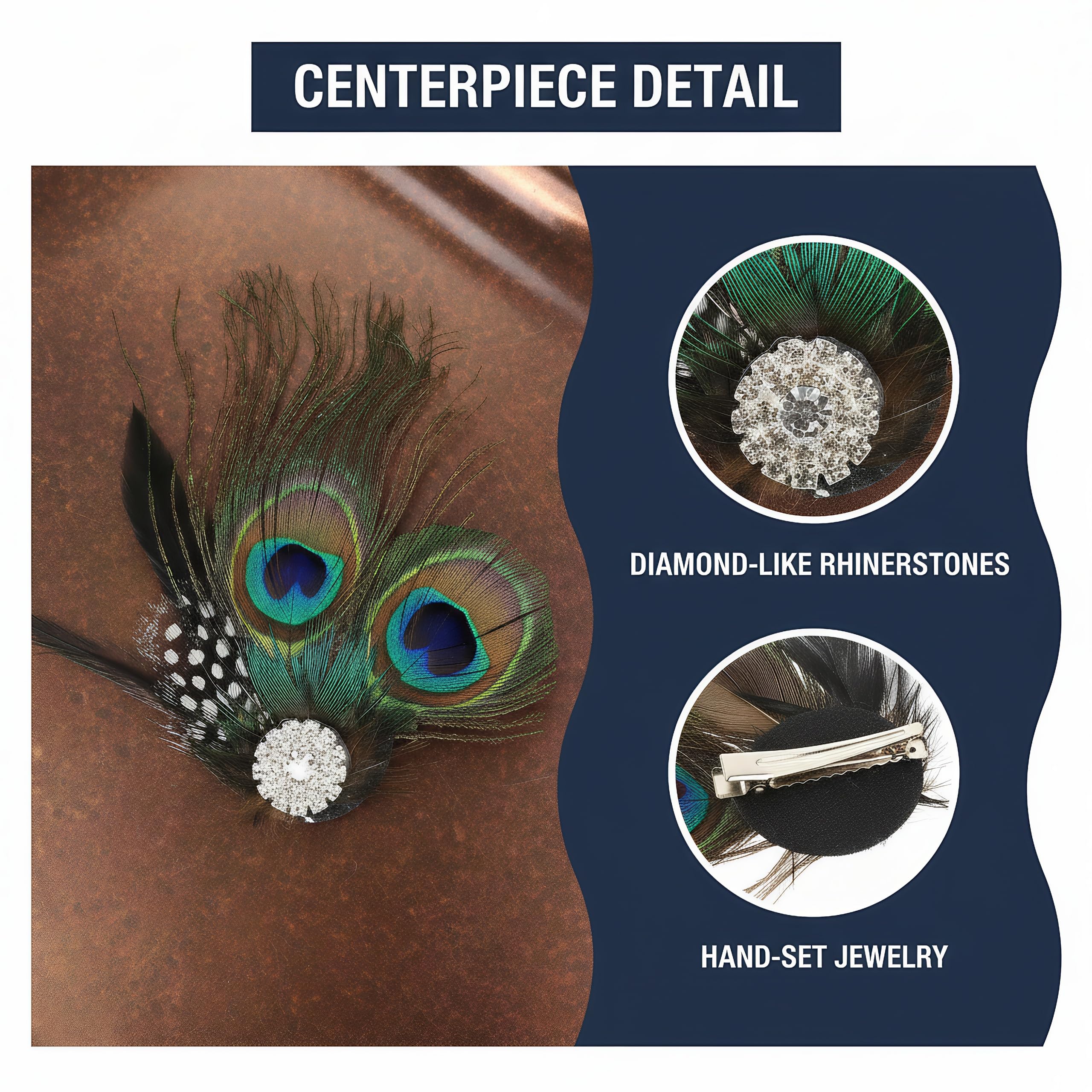 5664 2pcs Elegant Peacock Feather Hair Clip Charming Amazon.com : Hair Clip, Peacock Decoration 2pcs Peacock Hair  main image 3