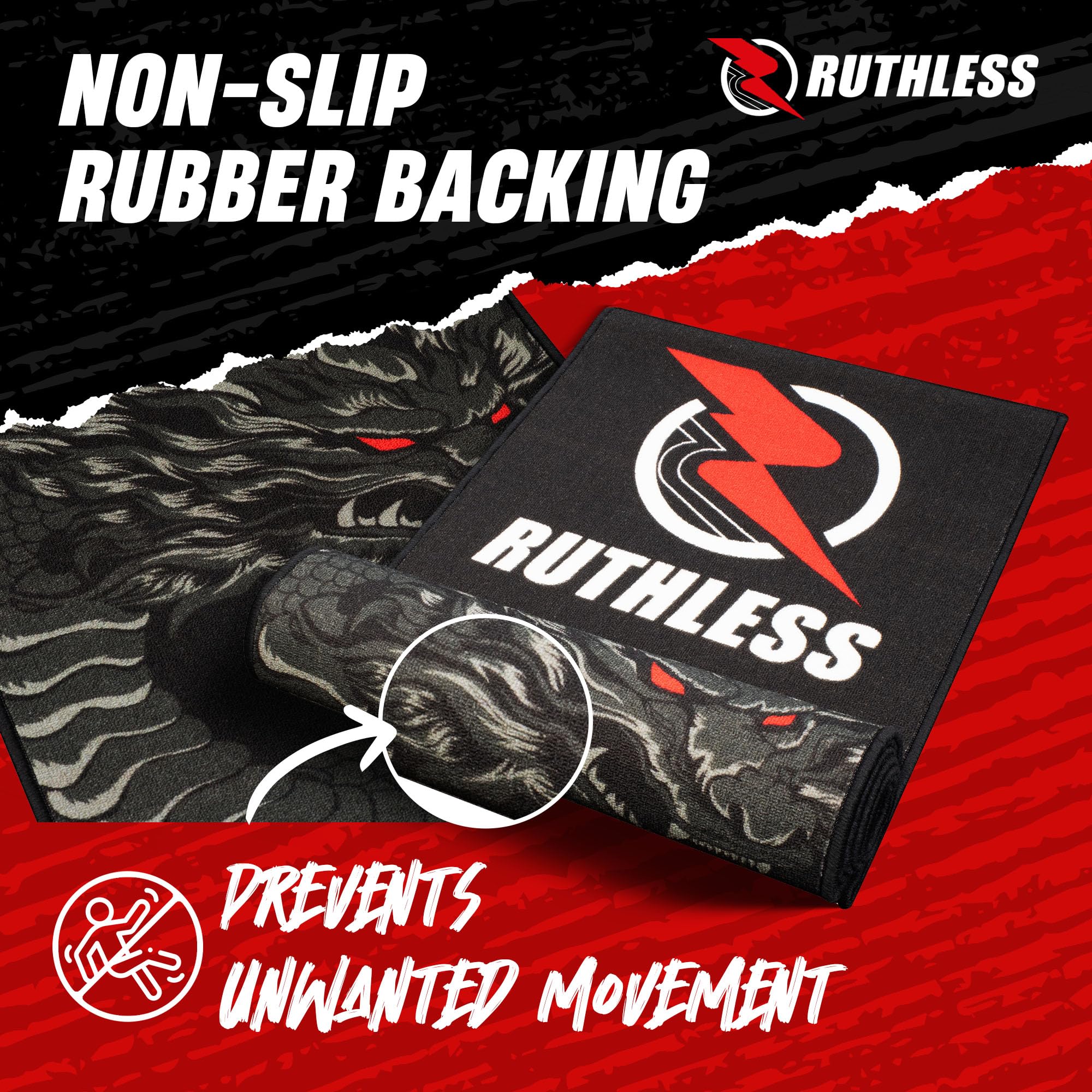 RUTHLESS Alfombrilla para Dardos | Alfombra Resistente Antideslizante Duradera para Suelo Negro
