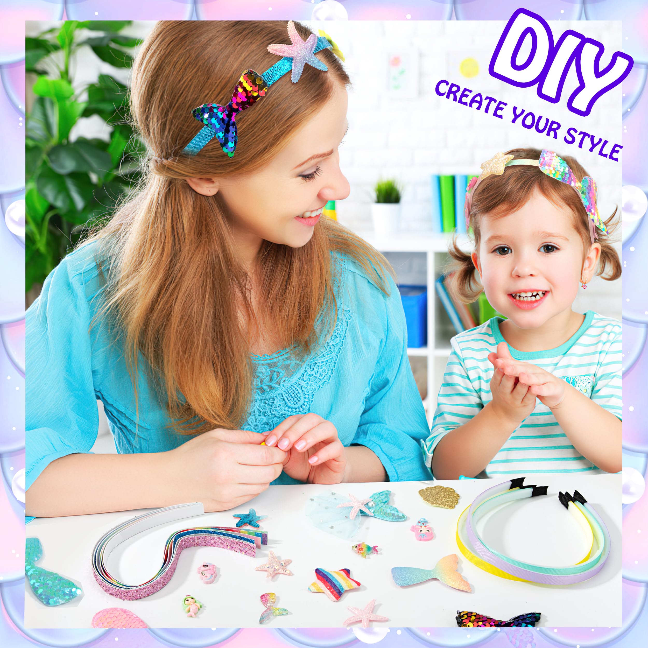 Kit DIY Serre-têtes Et Pinces à Cheveux Pour Filles 5-12 Ans - Avec Peinture Diamant, Perles, Rubans - 10