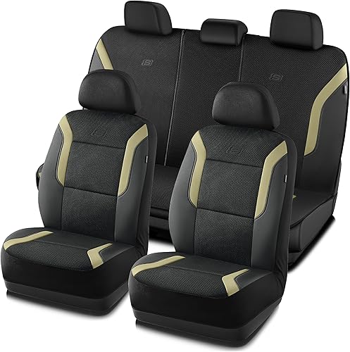 Skechers Fundas de asiento de coche de espuma viscoelástica, fundas de asiento gruesas de malla Air Cool, juegos completos de asientos de coche