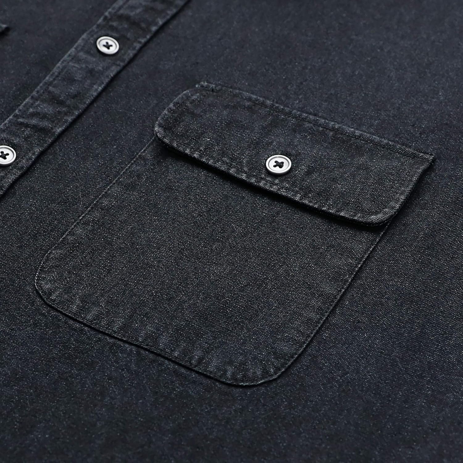 Dubinik®Mens Short Sleeve Button Down Shirts Denim Short Sleeve Shirt Men Two Pocket Western Soft Work Casual Denim Shirt - Image 4