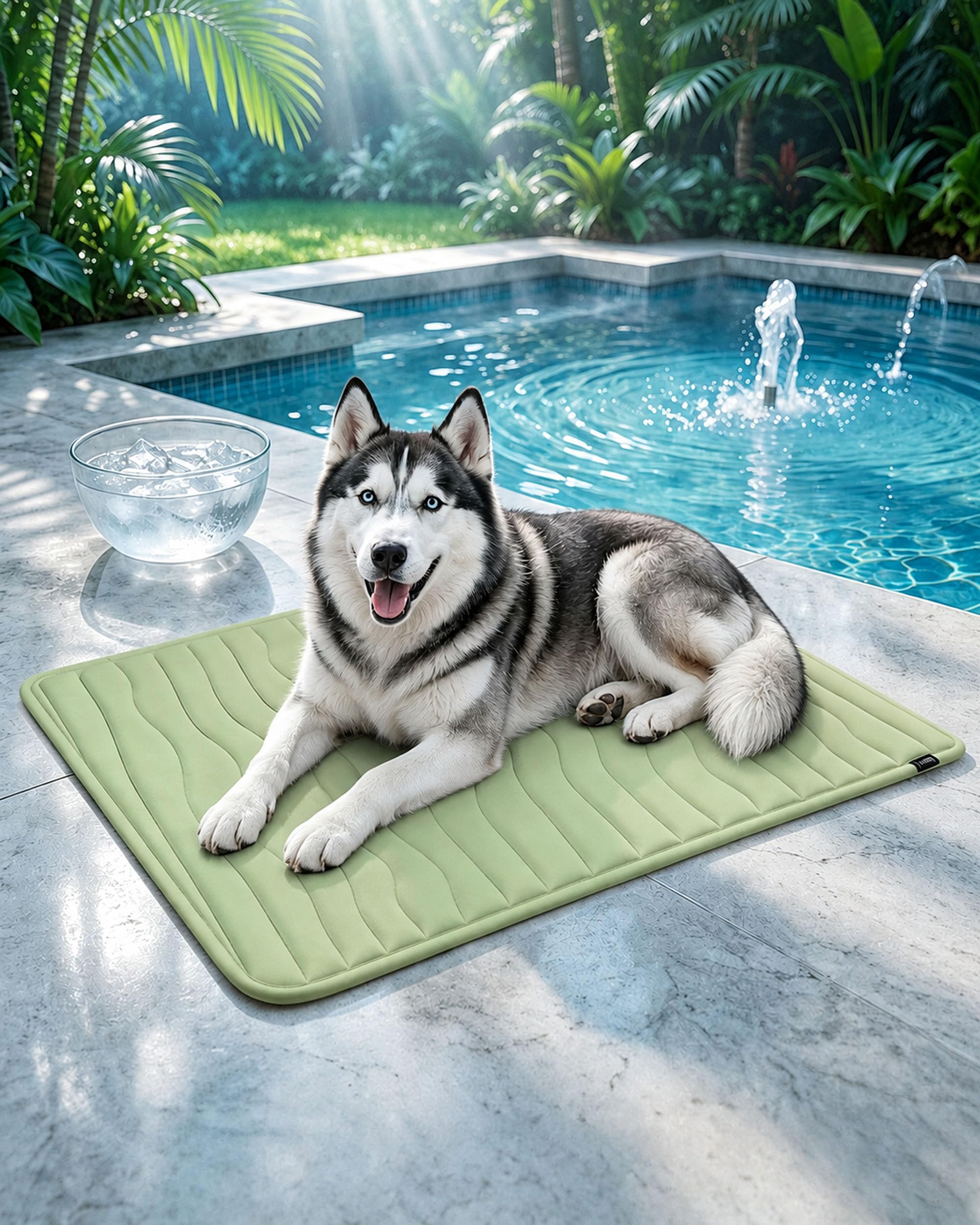 Wxshang Kobolaf Dog Cooling Mat, Ice Silk Cooling Mat for Dogs，Green：XL