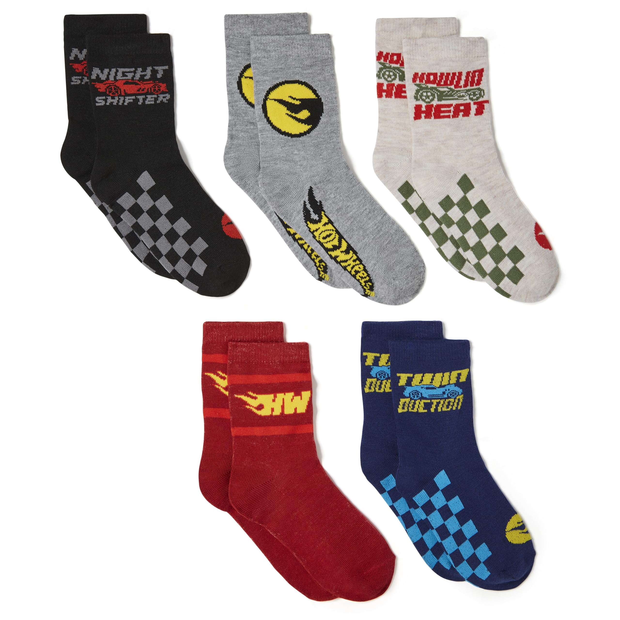 Hot WheelsBoys' Race Car 5 Pack Crew Socks