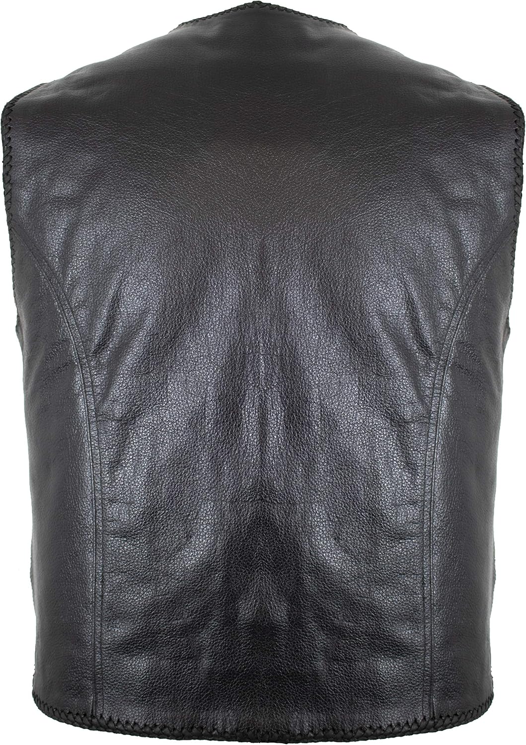 MDM Leather riding vest for men motorcycle with pockets and carabiner closure