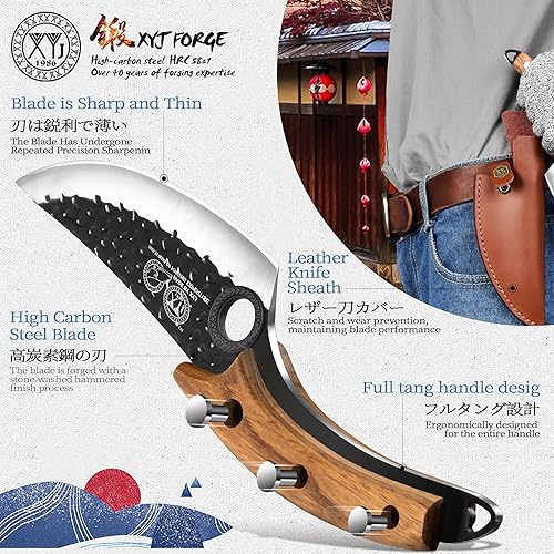 Miniatura 4 de XYJ FULL TANG Cuchillo Deshuesador de Acero Inoxidable de 6 Pulgadas Cuchillos de Chef para Pesca Incluye Funda de Cuero Cuchillos de Cocina al Aire