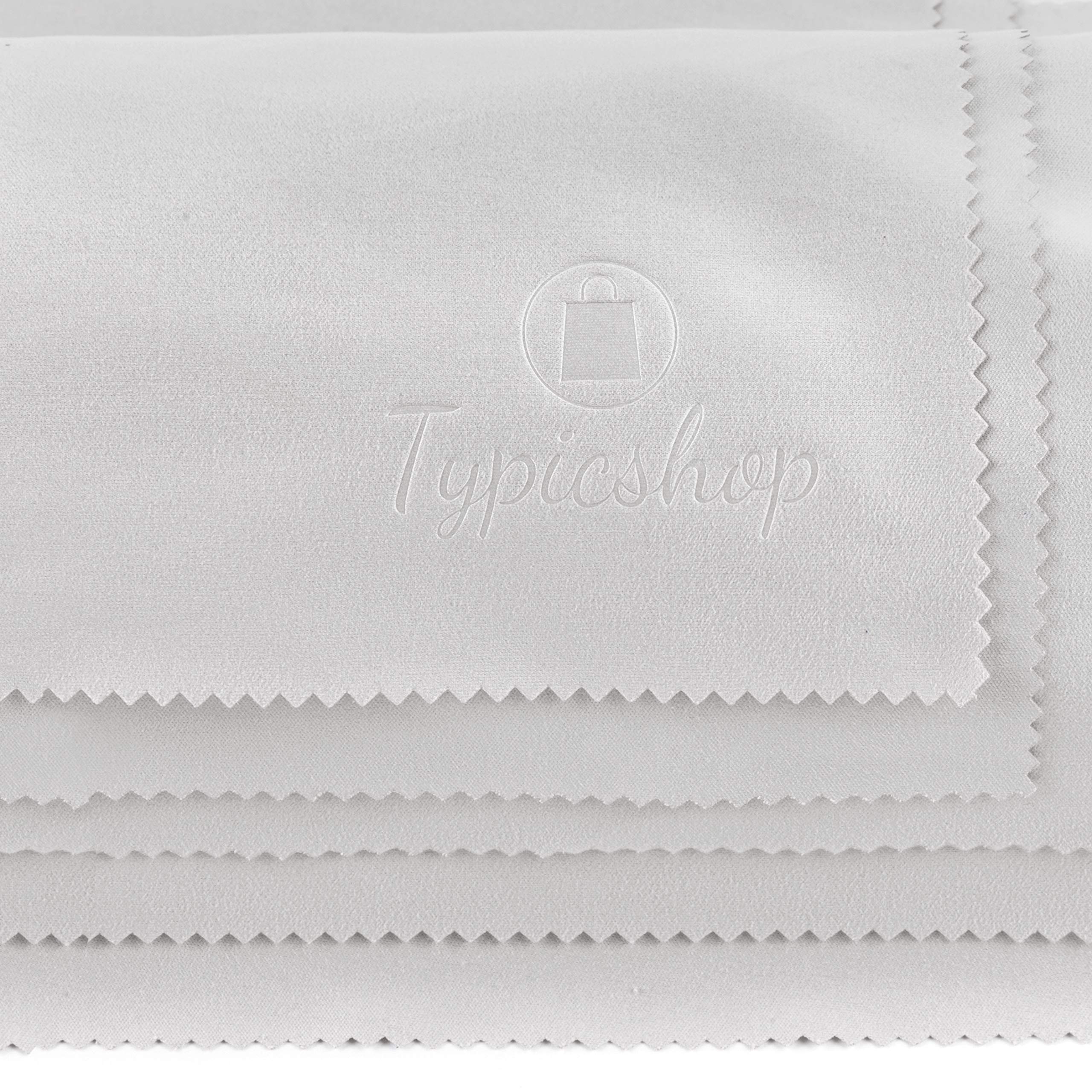 Typicshop Paños de Microfibra - Trapo de Limpieza 190GSM con Bolsa de Cremallera Reutilizable - Atrapa el Polvo - Limpiador para Cristales, Lentes y Pantallas (5 Gris - 30x30cm)