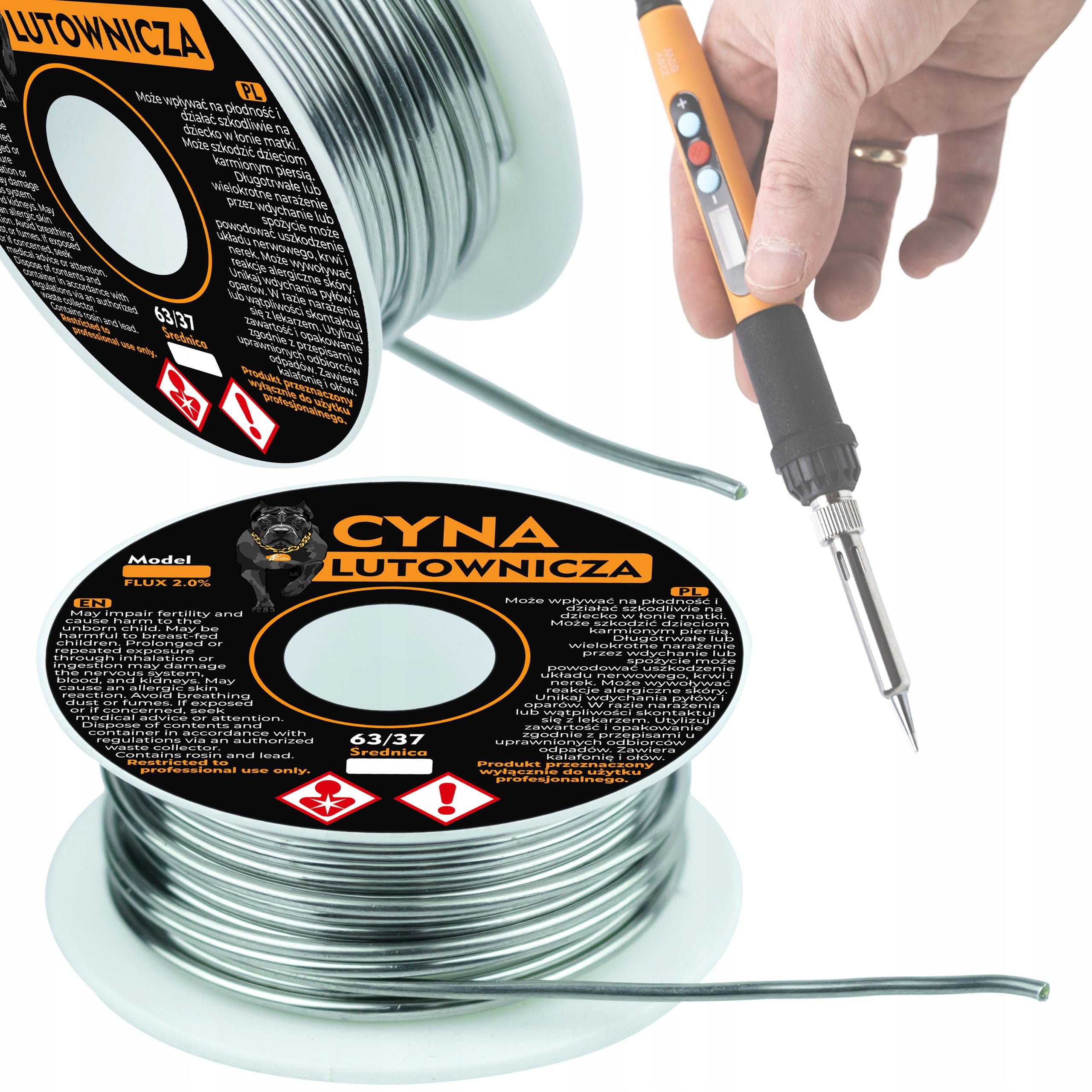 Sn63Pb37 Lötzinn – 0,8mm, 500g | 2% Flussmittel | Für Elektronik und LED-Bänder | Schmelzpunkt 183°C-190°C | Löttechnik Zubehör