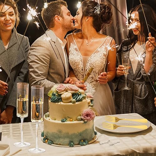 Miniatura 3 de Juego de cuchillo y servidor para pastel de boda, copas de champán para novia y novio, juego de corte de pastel para regalos de despedida de soltera