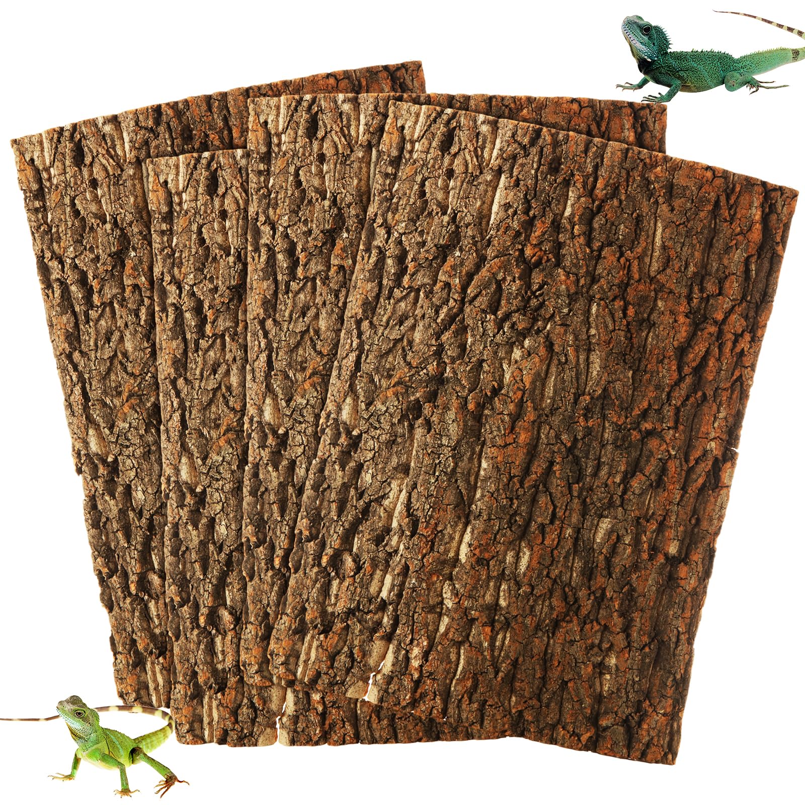 STARVAST 4PCS Cork Terrarium Background 15.7x11.8in Reptile Tank Background Board Habitat Decoration, Natural Cork Large Bark Climbing Mat for Gecko