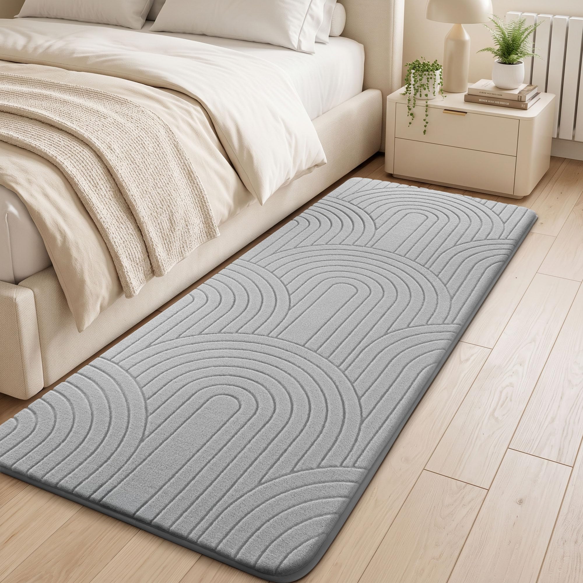 Sour Lemon Rugs Living Room 80x160cm, Grey Bedside Rug for Bedroom — image 1