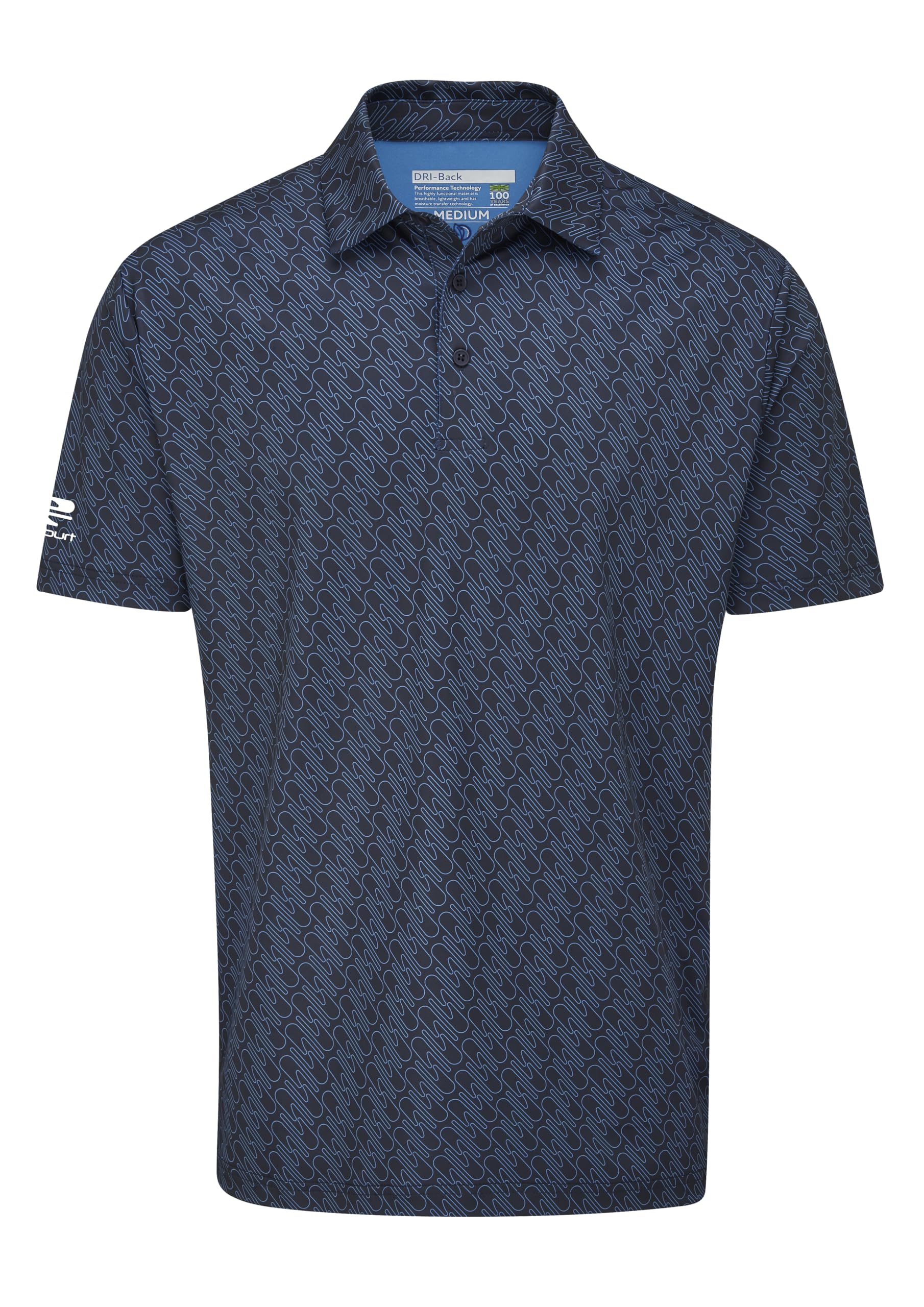 Stuburt Falcon Men's Golf Classic Fit Short Sleeve Polo Shirt, French Navy, Small