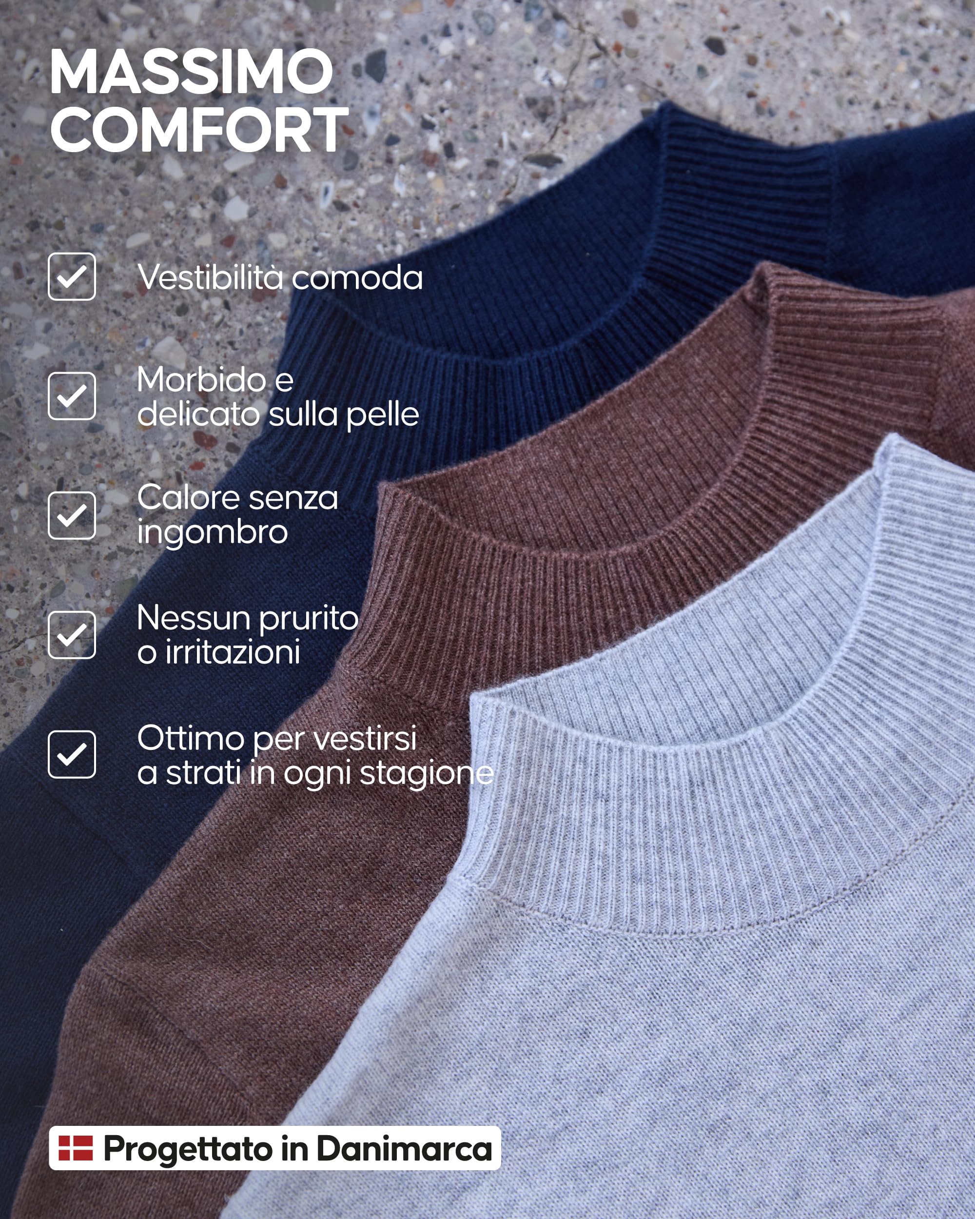 DANISH ENDURANCE Maglia Donna Maniche Lunghe, Maglione a Collo Alto Lana Merino e Cashmere, Dolcevita, Morbido e Traspirante