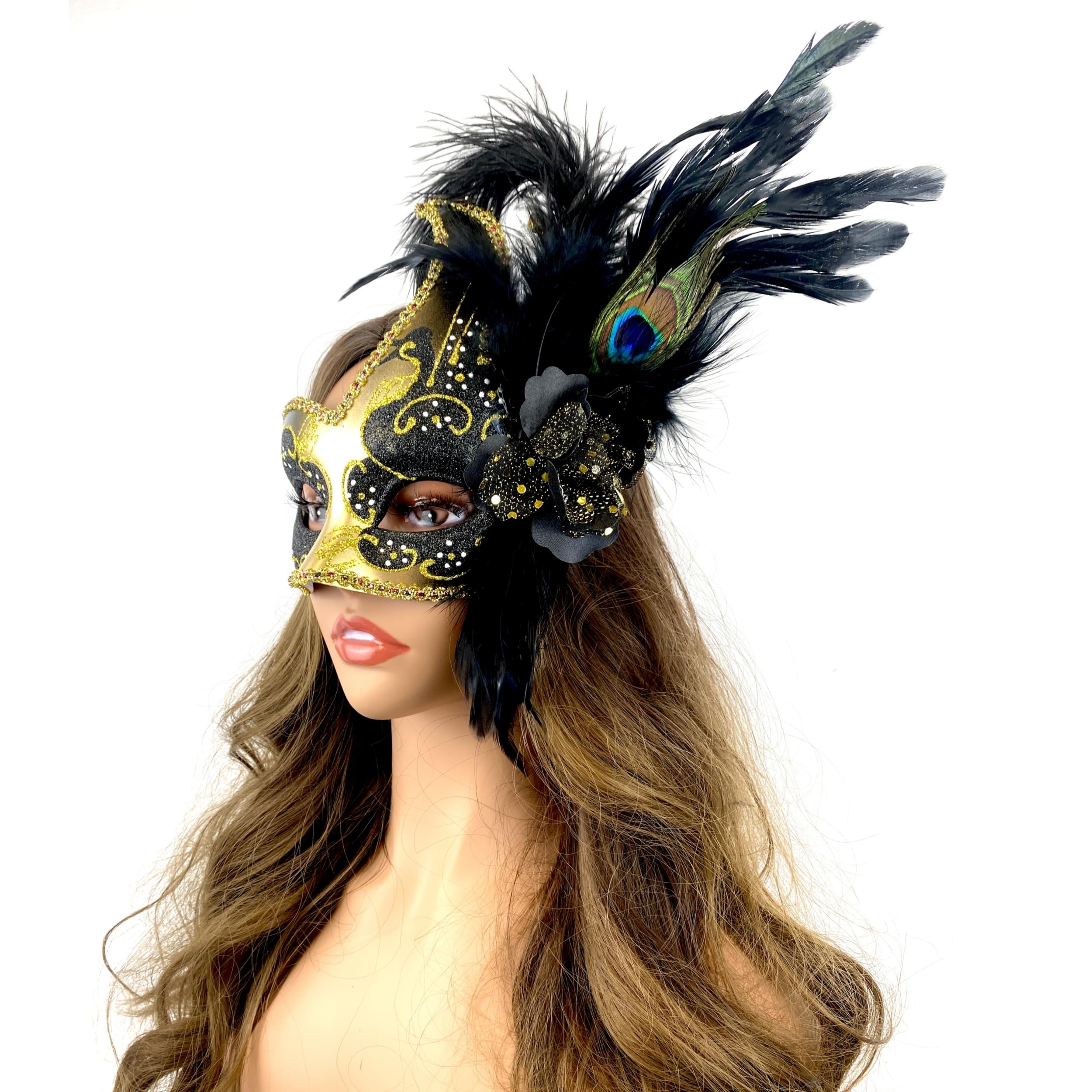 Storm Buy] Women Lady Girls Costume Venetian mask Feather Masquerade Mask Halloween Mardi Gras Cosplay Party Masque For Adult